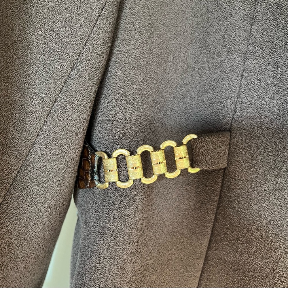 Vintage Brown Blazer Jenny Buffalo, NY Blazer Jacket Gold Hardware - Picture 8 of 14